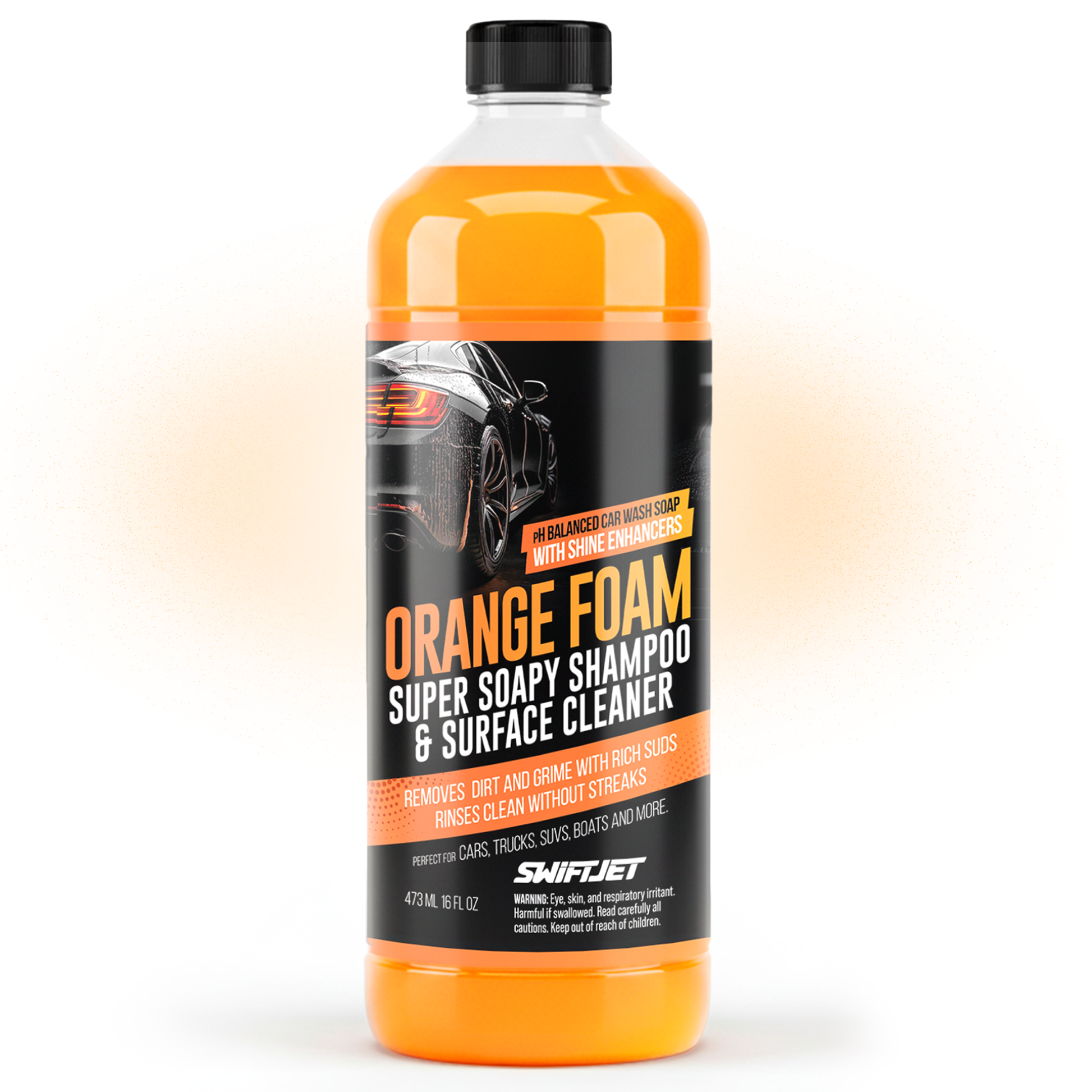 16oz Orange Foam Car Wash Soap – pH Balanced Citrus Vehicle Shampoo