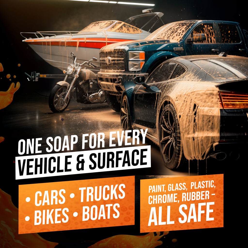 64oz Orange Foam Car Wash Soap – pH Balanced Citrus Vehicle Shampoo